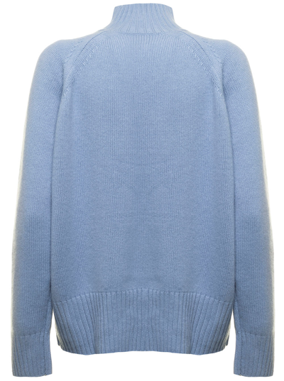 Shop Allude Wool And Cashmere High Neck Pull In Blu