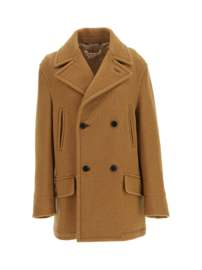 Shop Marni Double-breasted Coat In Terra