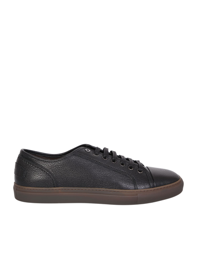 Shop Brioni Low Leather Sneakers In Black