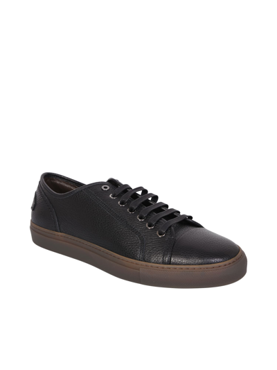 Shop Brioni Low Leather Sneakers In Black