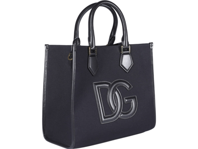 Shop Dolce & Gabbana Dg Logo Shopping Bag In Black