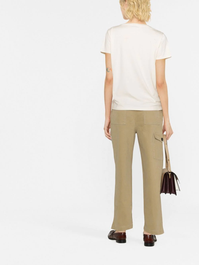 Shop Woolrich Logo-embroidered T-shirt In Neutrals