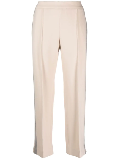 Shop Eleventy Contrasting Side Panel Trousers In Neutrals