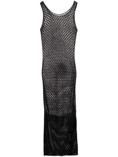 Shop Dion Lee Metallic Mesh Gown In Black