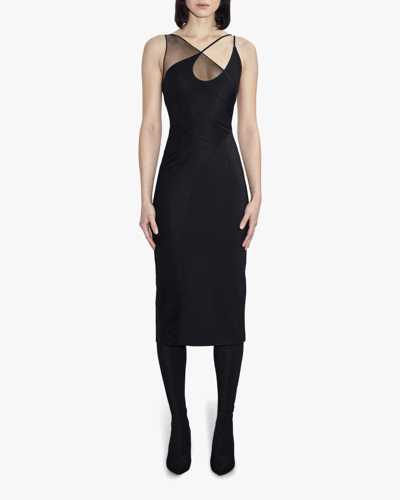 Shop Et Ochs Women's Kaia Mesh-overlay Midi Dress In Black