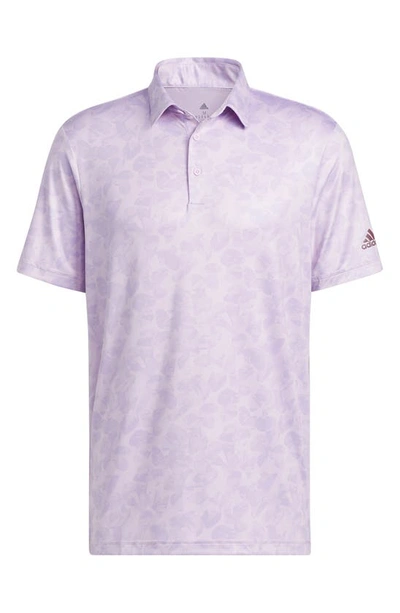 Shop Adidas Golf Prisma Jacquard Performance Polo In Bliss Lilac/ Purple Glow