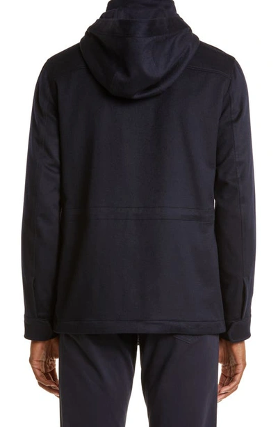 Zegna Oasi Blouson Casual Jacket In Black Cashmere In Navy