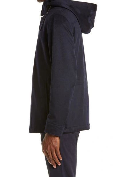 Zegna Oasi Blouson Casual Jacket In Black Cashmere In Navy