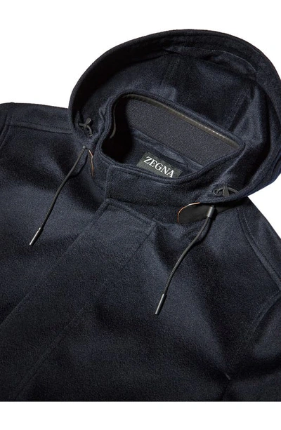 Zegna Oasi Blouson Casual Jacket In Black Cashmere In Navy