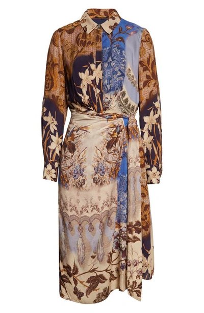 Shop Kobi Halperin Sadie Long Sleeve Wrap Dress In Sapphire Multi