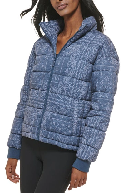 Shop Levi's 733™ Box Quilted Puffer Jacket In Faded Blue Bandana