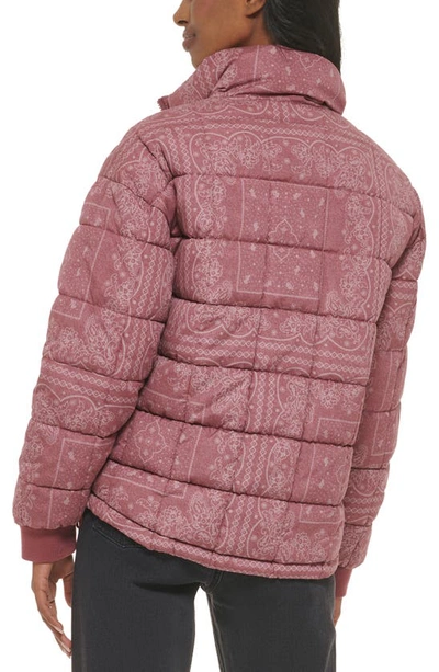 Shop Levi's 733™ Box Quilted Puffer Jacket In Faded Red Bandana
