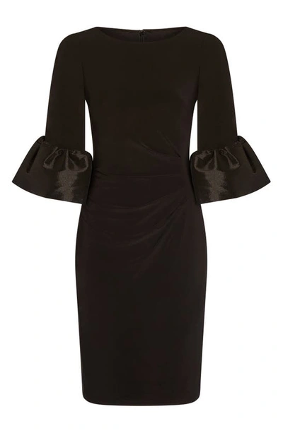 Shop Adrianna Papell Bell Sleeve Jersey Sheath Dress In Black