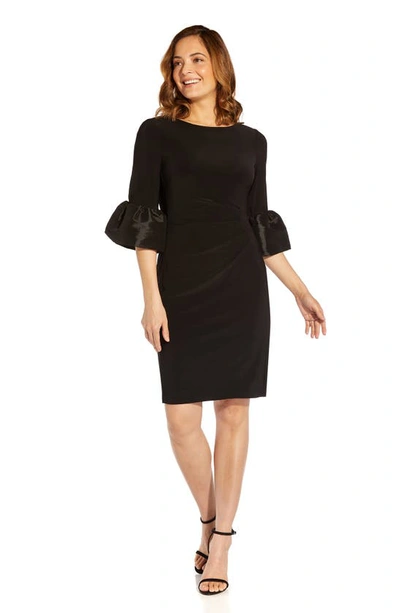 Shop Adrianna Papell Bell Sleeve Jersey Sheath Dress In Black