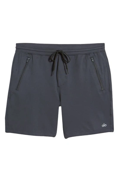 Shop Alo Yoga Conquer Workout Shorts In Anthracite