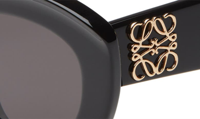Shop Loewe 50mm Tinted Round Sunglasses In Shiny Black/ Smoke