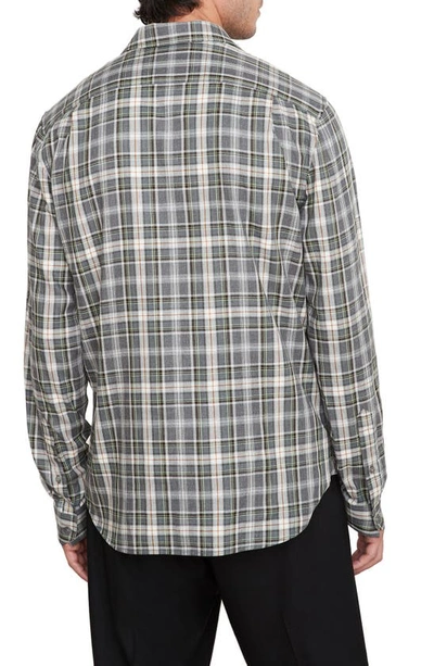Shop Vince Weeknight Plaid Flannel Button-up Shirt In Med H Grey