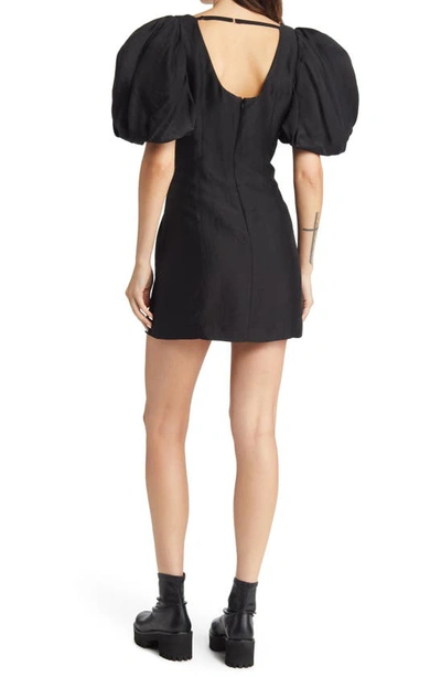 Shop Frame Puff Sleeve Dress In Noir