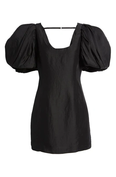 Shop Frame Puff Sleeve Dress In Noir