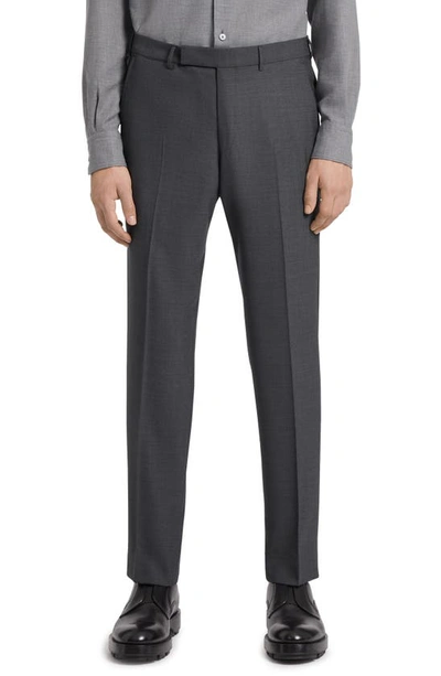 Zegna Dark Grey High Performance Wool Pants In Grey
