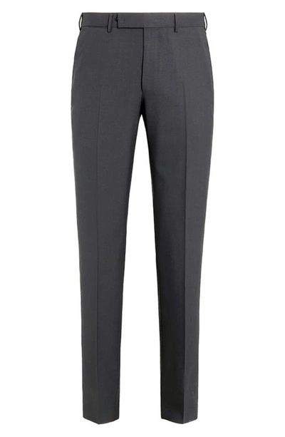 Zegna Dark Grey High Performance Wool Pants In Grey
