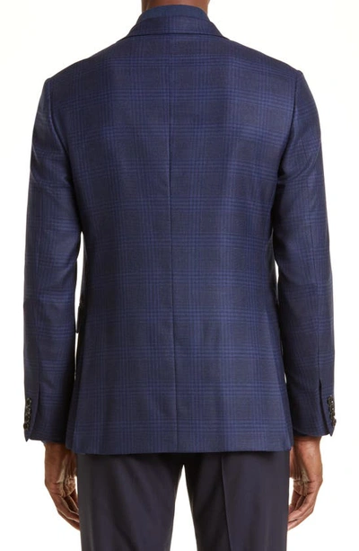 Zegna Prince Of Wales Plaid Achillfarm Wool Blazer In Navy