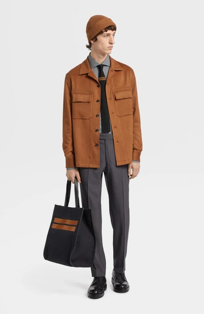 Zegna Dark Grey High Performance Wool Pants In Grey