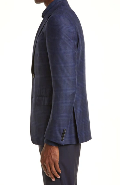 Zegna Prince Of Wales Plaid Achillfarm Wool Blazer In Navy