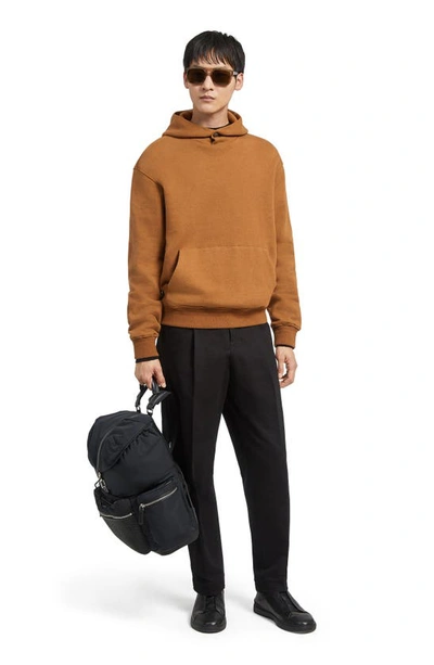 Shop Zegna Oversize Cotton & Cashmere Hoodie In Vicuna