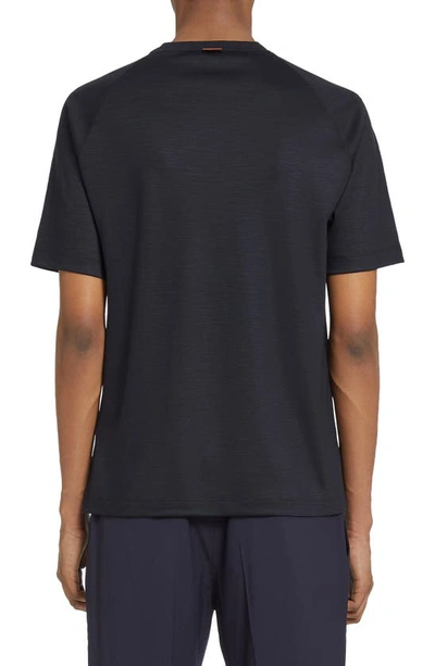 Zegna High Performance Wool Short Sleeve Tee In Navy