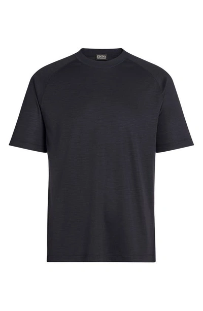 Zegna High Performance Wool Short Sleeve Tee In Navy