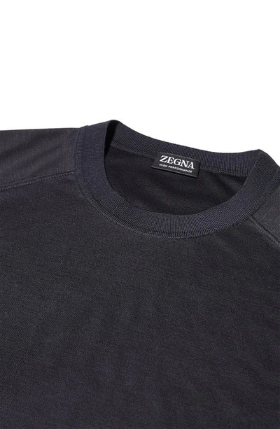 Zegna High Performance Wool Short Sleeve Tee In Navy