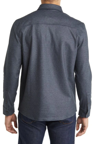 Johnston & Murphy Button Front Houndstooth Knit Shirt In Gray