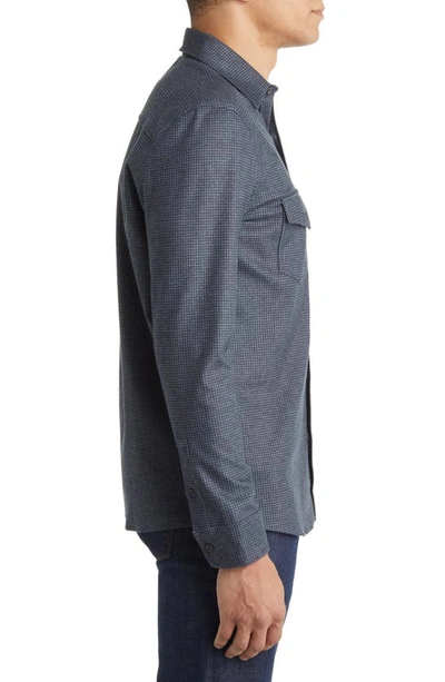 Johnston & Murphy Button Front Houndstooth Knit Shirt In Gray