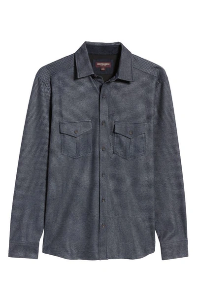 Johnston & Murphy Button Front Houndstooth Knit Shirt In Gray