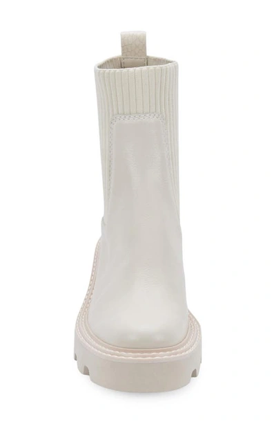 Shop Dolce Vita Hoven H2o Waterproof Platform Lug Sole Bootie In Ivory Leather H2o