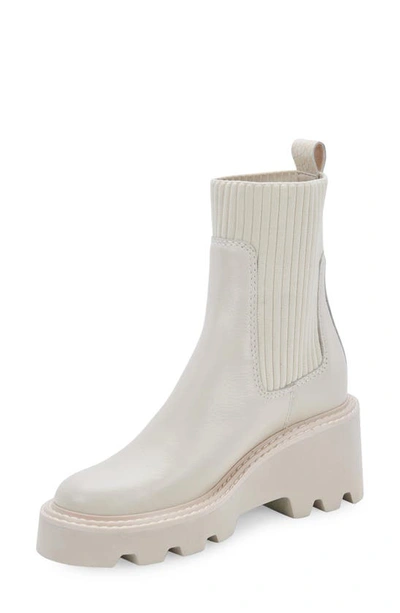 Shop Dolce Vita Hoven H2o Waterproof Platform Lug Sole Bootie In Ivory Leather H2o