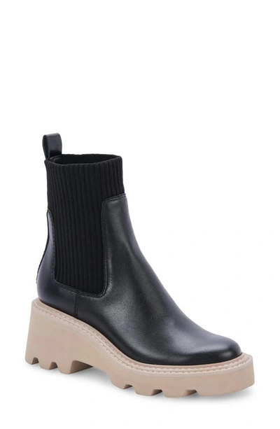 Shop Dolce Vita Hoven H2o Waterproof Platform Lug Sole Bootie In Onyx Leather H2o