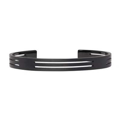 Shop Le Gramme Punched And Brushed Ribbon Bracelet In Titanium With Dlc Treatement 8g In Black_titanium