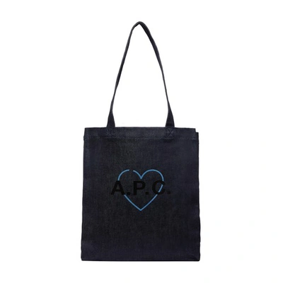 Shop Apc Saint Valentin Tote Bag In Indigo