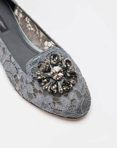 Shop Dolce & Gabbana Slipper In Taormina Lace With Crystals In Grey