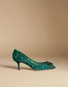 Dolce & Gabbana Crystal-embellished Corded Lace Pumps In Green
