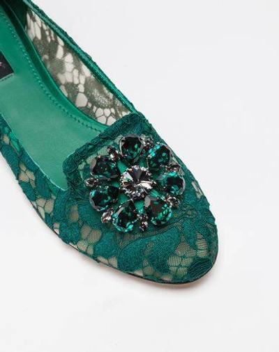 Shop Dolce & Gabbana Slipper In Taormina Lace With Crystals In Deep Jade