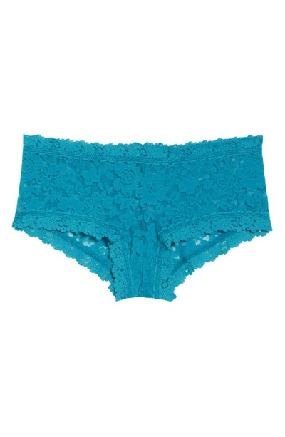 Shop Hanky Panky Daily Lace Boyshorts In Tidal Teal Blue