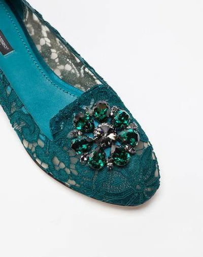 Shop Dolce & Gabbana Slipper In Taormina Lace With Crystals In Green