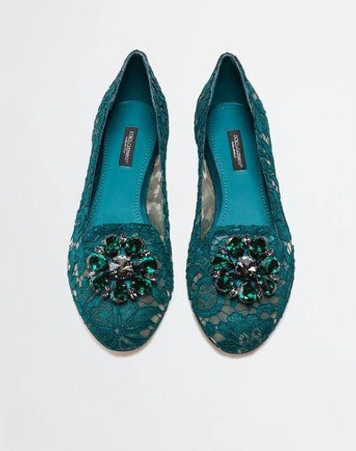 Shop Dolce & Gabbana Slipper In Taormina Lace With Crystals In Green