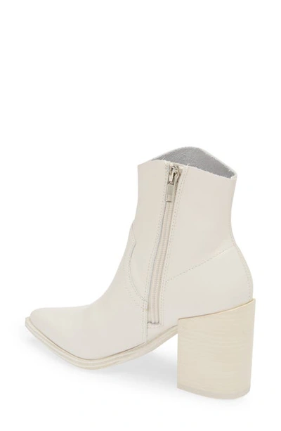 Shop Steve Madden Cate Pointed Toe Bootie In Bone Leather
