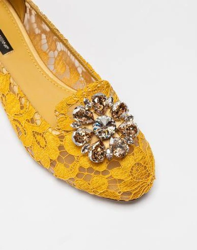 Shop Dolce & Gabbana Slipper In Taormina Lace With Crystals In Yellow