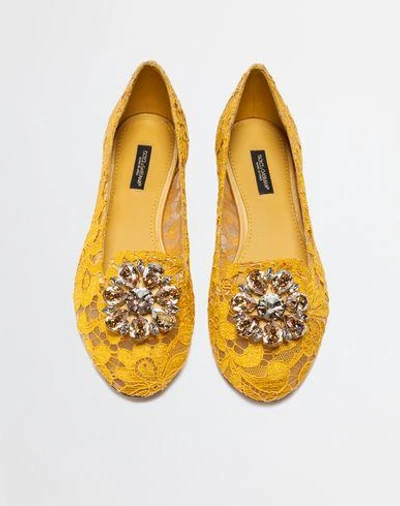 Shop Dolce & Gabbana Slipper In Taormina Lace With Crystals In Yellow