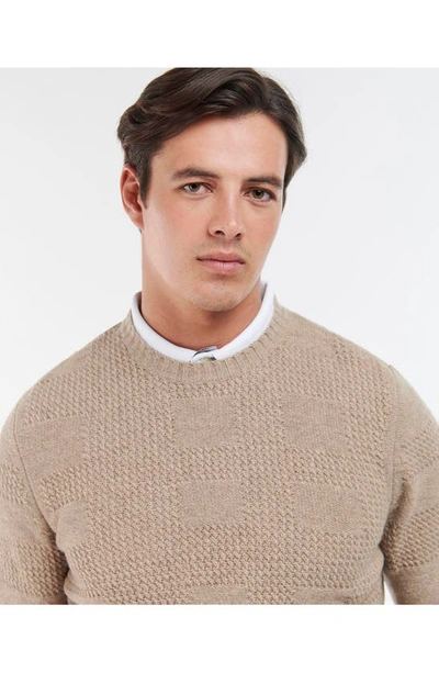 Barbour Townend Solid Lambwool Crewneck Sweater In Stone